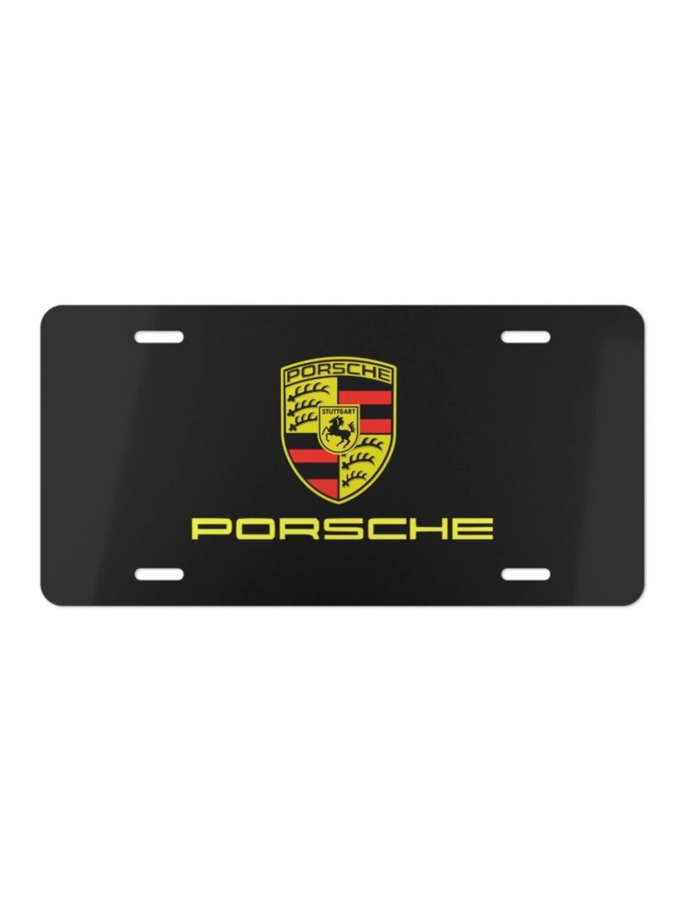 Porsche 12x6 Inch Black Aluminum Car Front License Plate Cover - Universal Fit